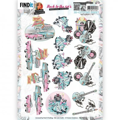 Yvonne Creations, 3D Knipvel, Back to the Fifties, Drive-In - CD12048