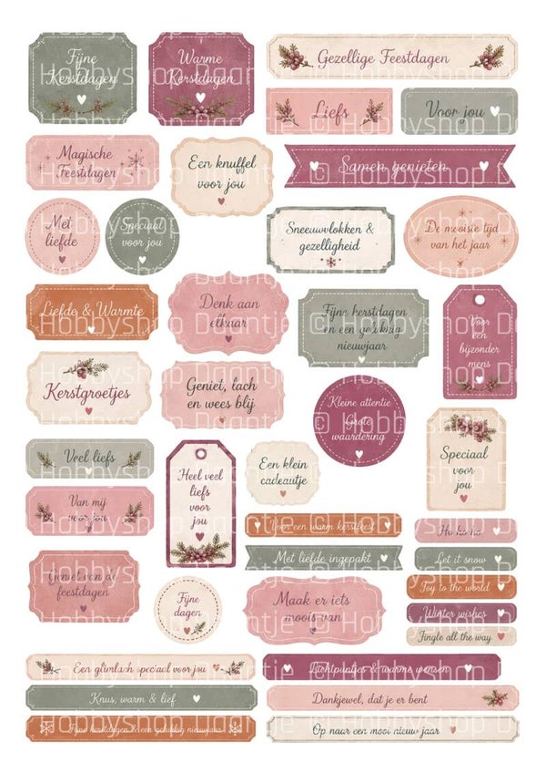 GRATIS - Digitaal Collagevel - Christmas Elegance - Labels
