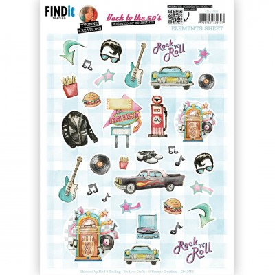 Yvonne Creations, 3D Knipvel, Back to the Fifties, Small Elements B - CD12050