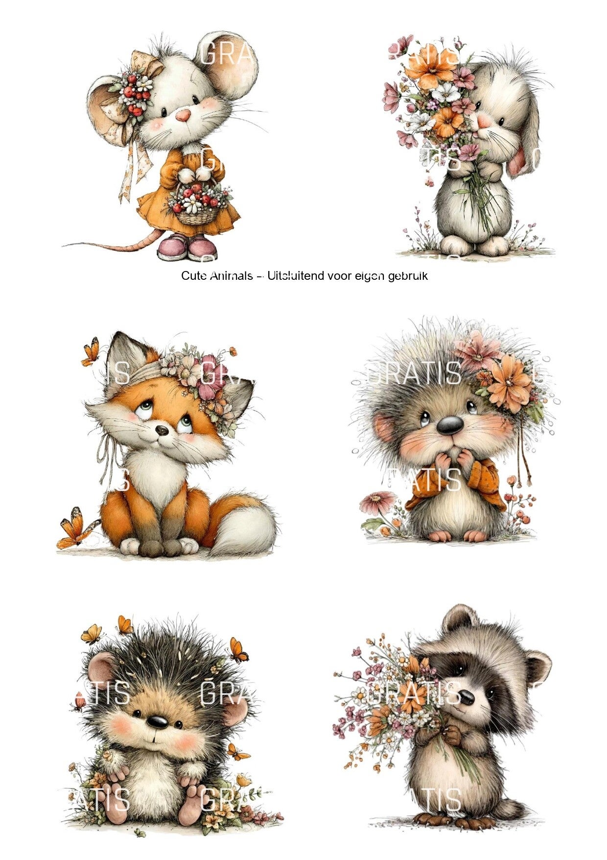 GRATIS - Digitaal Collagevel - Cute Animals
