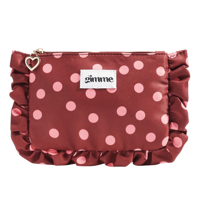 Gimme, Make-Up Tasje, Wijnrood met roze Dots