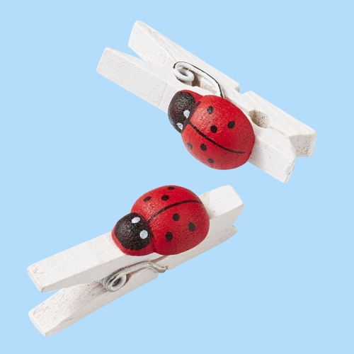 Houten wasknijper, Lieveheersbeestje, +/- 3 cm, 6 stuks