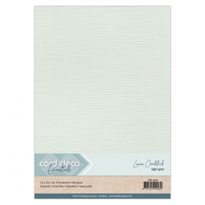 Card Deco, Linnenkarton, Light Grey, A4 formaat, 10 vel - LKK-A424