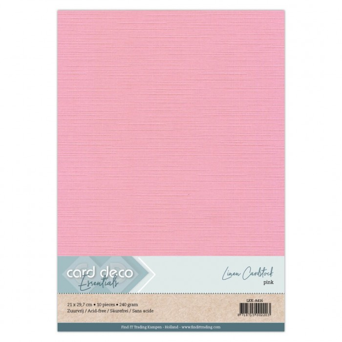 Card Deco, Linnenkarton, Roze , A4 formaat - LKK-A416
