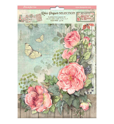 Stamperia, Rice Paper, House of Roses, A4 formaat - DFSA4XHR
