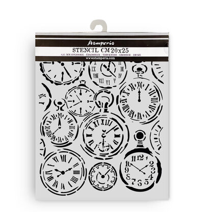 Stamperia, Mask Stencil, Gardens of Time, Mixed Clocks, 20 x 25 cm - KSTD203