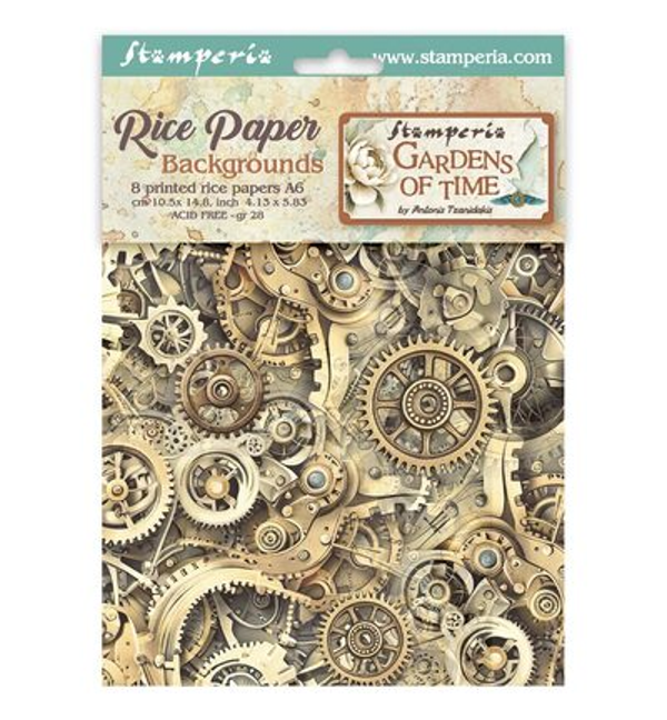 Stamperia, Rice Paper, Gardens of Time, Backgrounds, A6 - DFSAK6053