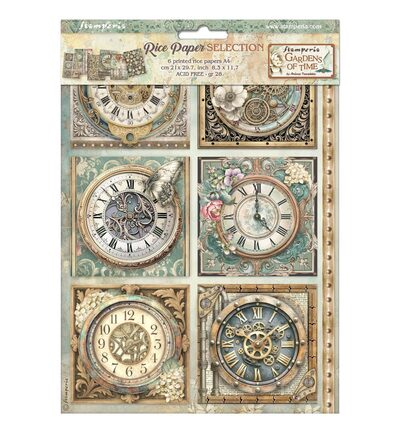 Stamperia, Rice Paper, Gardens of Time, A4 formaat - DFSA4XTM