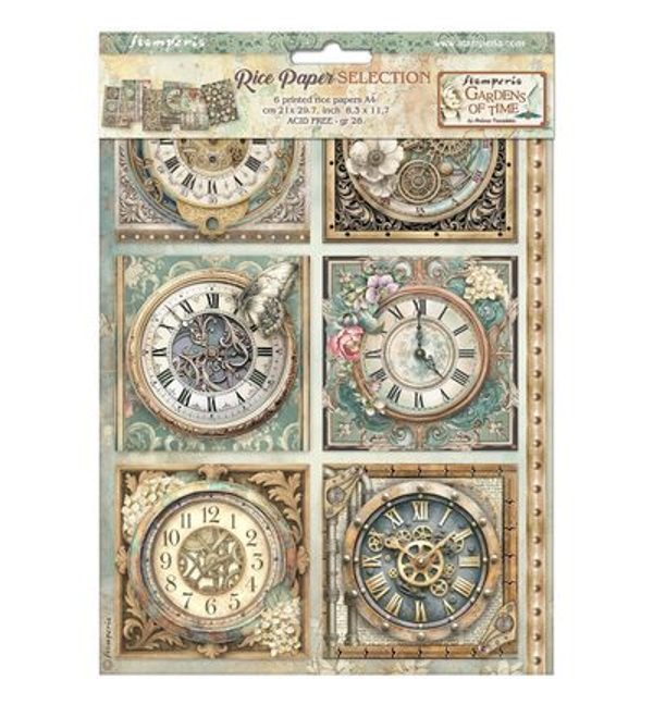 Stamperia, Rice Paper, Gardens of Time, A4 formaat - DFSA4XTM