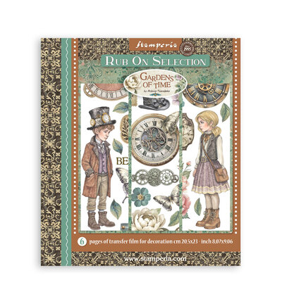 Stamperia, Rub on Selection, Gardens of Time, 20,5 x 23 cm - DFLRBXG04