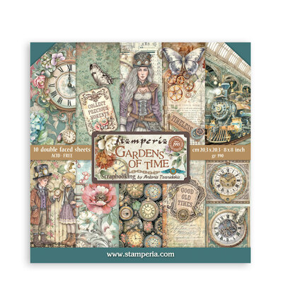 Stamperia, Paperpad, Gardens of Time, 8x8 inch -  SBBS141