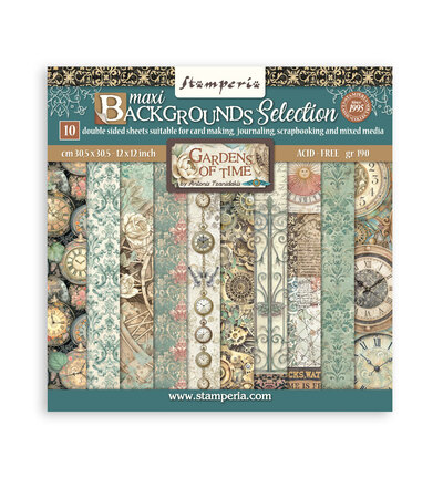 Stamperia, Background Paperpad, Gardens of Time 12x12 inch -  SBBL186