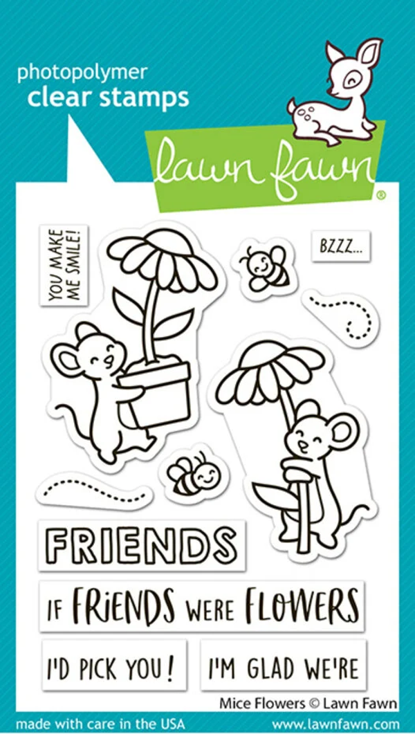 Lawn Fawn, Clear Stamp, Mice Flowers - LF4076