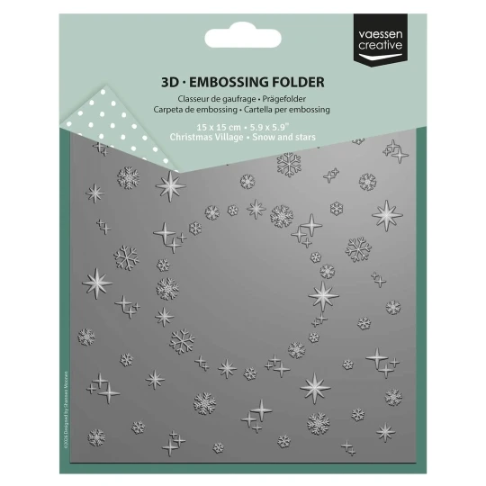 Vaessen Creative, 3D Embossing Folder, Sneeuw & Sterren - 3625-0604
