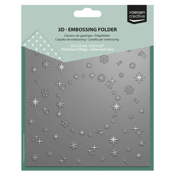 Vaessen Creative, 3D Embossing Folder, Sneeuw & Sterren - 3625-0604