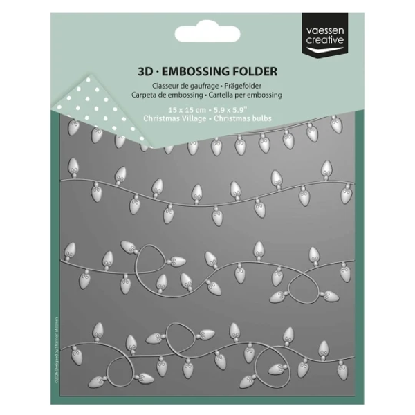 Vaessen Creative, 3D Embossing Folder, Kerstlampjes - 3625-0602