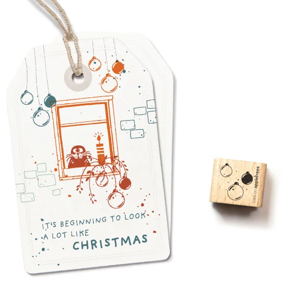 Cats on Appletrees, Mini Stempel, Kerstballen - 28156