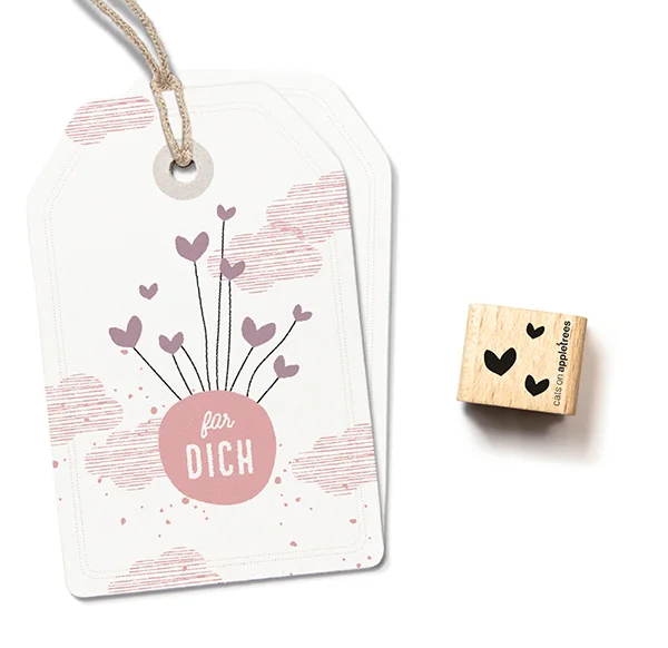 Cats on Appletrees, Mini Stempel, 3 hartjes - 27359