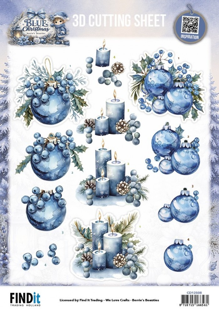 Berrie's Beauties, 3D Knipvel, Blue Christmas, Christmas Feelings - CD12508