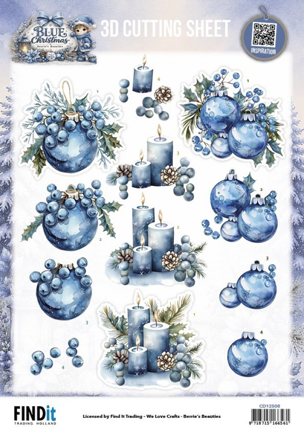 Berrie's Beauties, 3D Knipvel, Blue Christmas, Christmas Feelings - CD12508