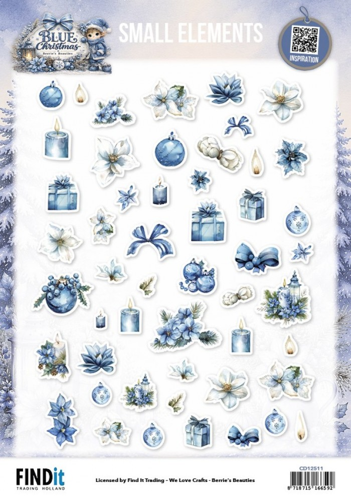 Berrie's Beauties, 3D Knipvel, Blue Christmas, Small Elements - CD12511
