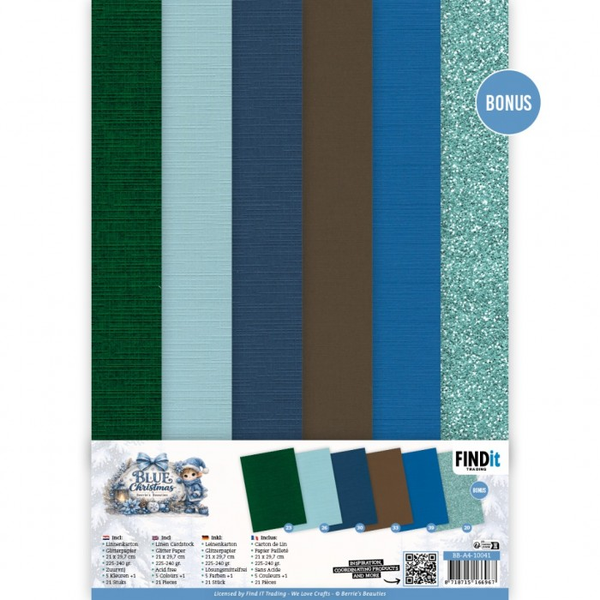 Berrie's Beauties, Linnenpakket, Blue Christmas, A4 - BB-A4-10041