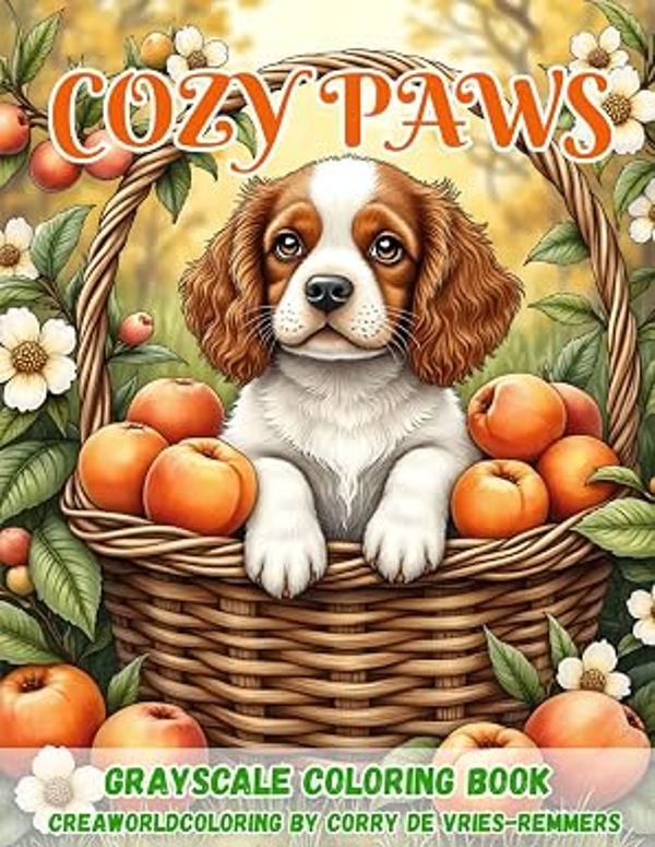Corry de Vries, Grayscale Coloring Book, Cozy Paws