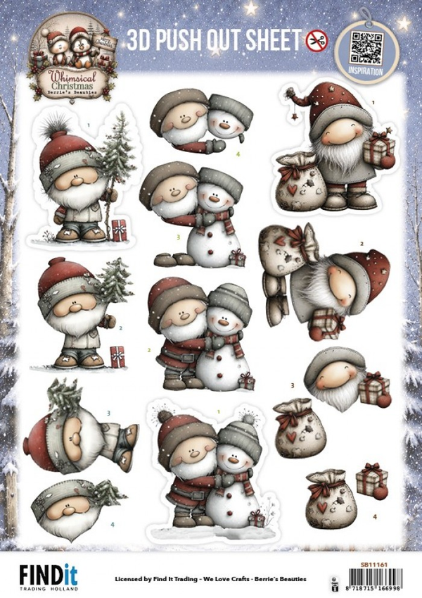 Berrie's Beauties, 3D Push Out, Whimsical Christmas, Santa Claus - SB11161