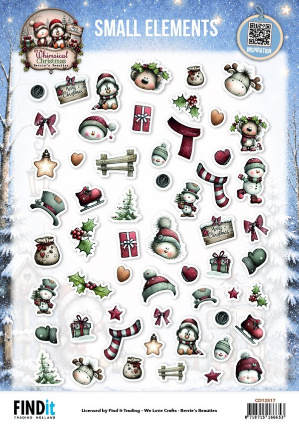 Berrie's Beauties, 3D Knipvel, Whimsical Christmas, Small Elements - CD12517