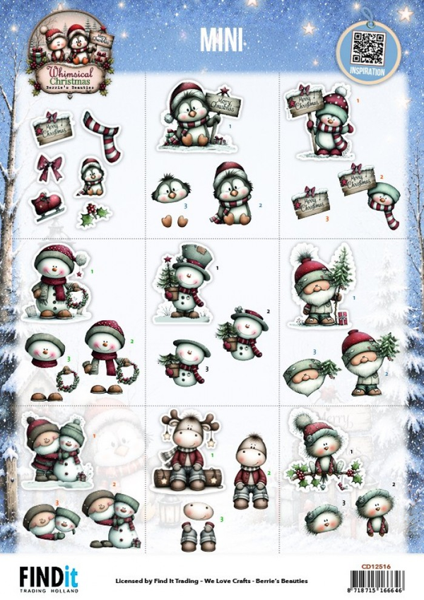 Berrie's Beauties, 3D Knipvel, Whimsical Christmas, Mini - CD12516