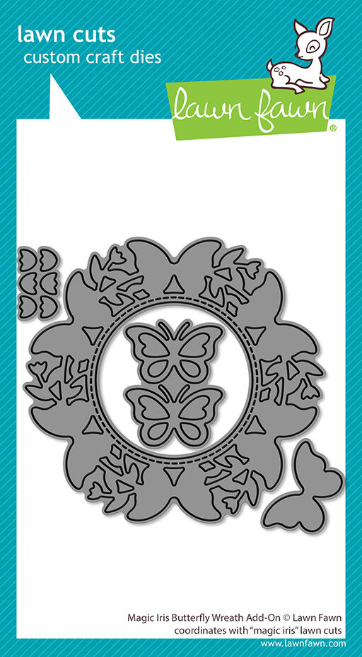 Lawn Fawn, Snijmal, Magic Iris, Butterfly Wreath, Add-On - LF4046