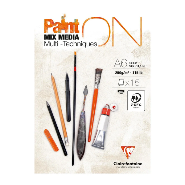 Clairefontaine, PaintON, Mixed Media Papier, A6 formaat, Wit - 960060C