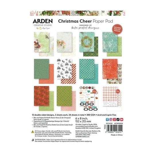 Arden Creative Studio, Christmas Cheer, Paperpad, by Katie Pertiet, 6x8 inch - ACSPP0028