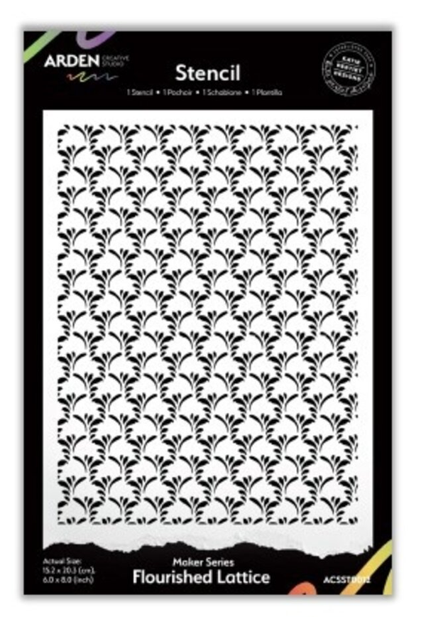 Arden Creative Studio, Maker Series, Mask Stencil, Flourished Lattice, by Katie Pertiet - ACSST0012