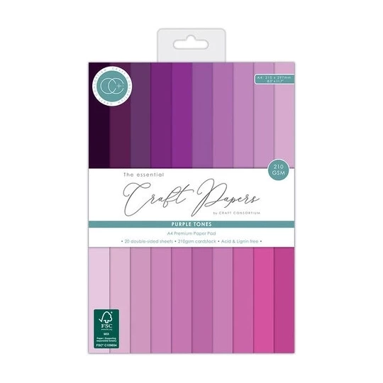 Craft Consortium, The Essentials, Premium Cardstock, Purple Tones - CCCPAD003