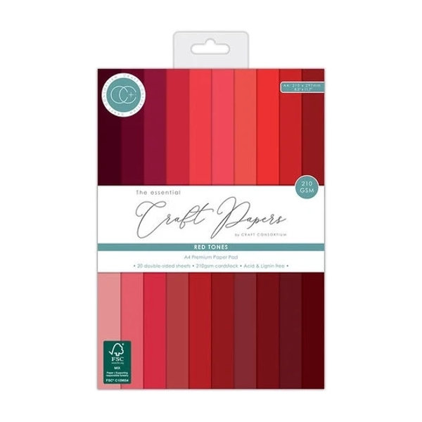 Craft Consortium, The Essentials, Premium Cardstock, Red Tones - CCPAD002