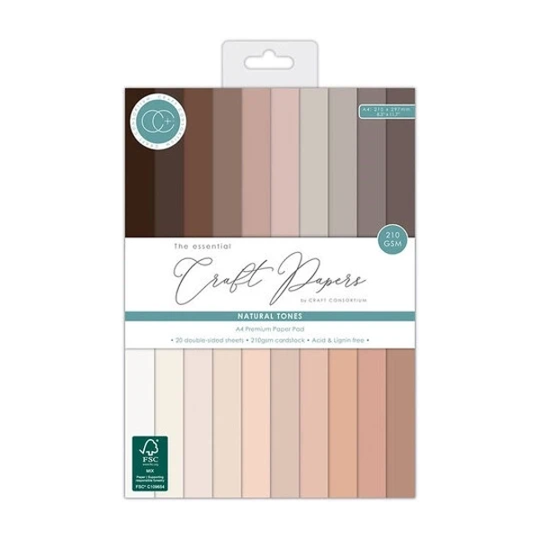 Craft Consortium, The Essentials, Premium Cardstock, Natural Tones - CCPAD005