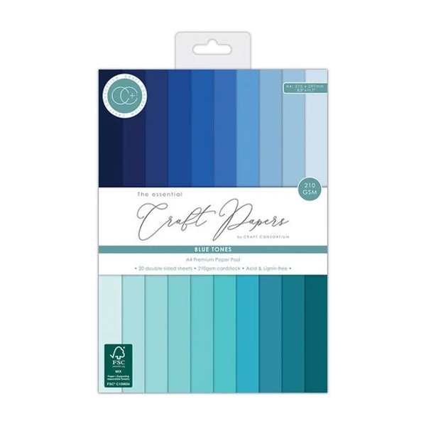 Craft Consortium, The Essentials, Premium Cardstock, Blue Tones - CCPAD004