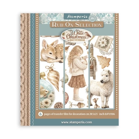 Stamperia, Rub On Assortment, White Christmas, 20,5 x 23 cm - DFLRBXG13
