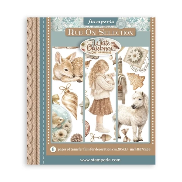 Stamperia, Rub On Assortment, White Christmas, 20,5 x 23 cm - DFLRBXG13