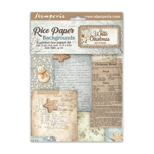 Stamperia, Rice Paper, White Christmas, Backgrounds Selection - DFSAK6059