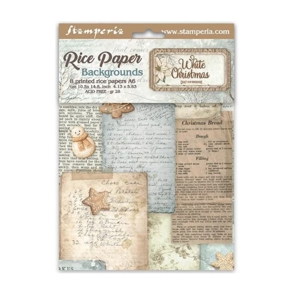 Stamperia, Rice Paper, White Christmas, Backgrounds Selection - DFSAK6059