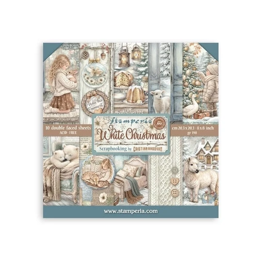 Stamperia, Paperpad, White Christmas, 8x8 inch - SBBS146