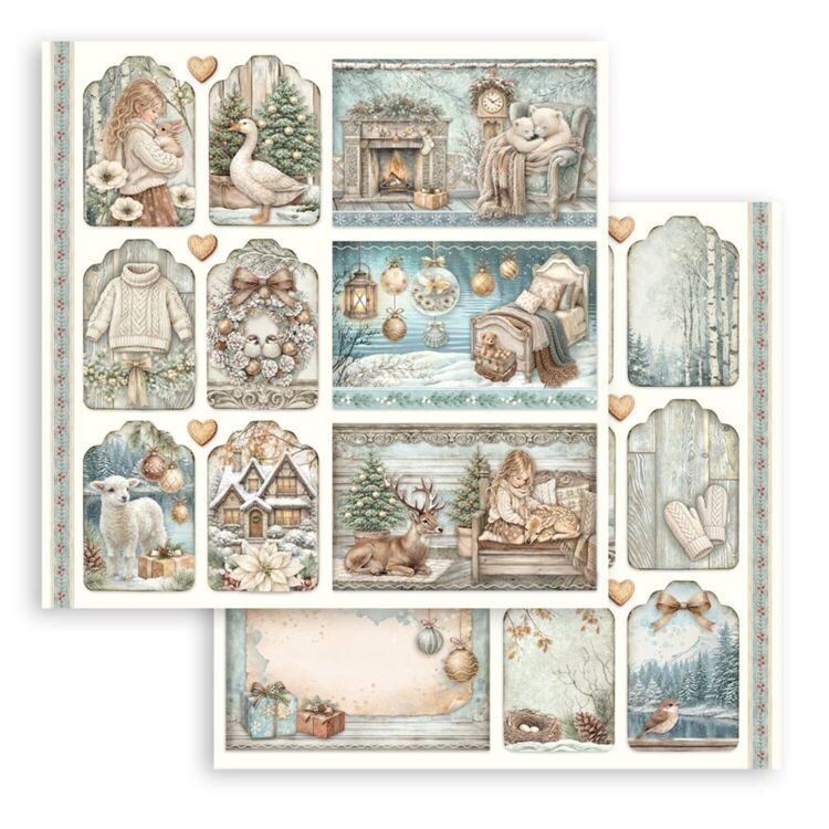 Stamperia, Scrapbookvel, White Christmas, Mixed Cards and Tags - SBB1159