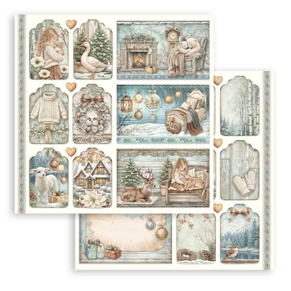 Stamperia, Scrapbookvel, White Christmas, Mixed Cards and Tags - SBB1159