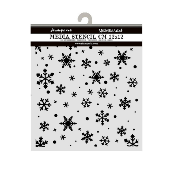Stamperia, Thick Stencil, Christmas Snowflakes Pattern, 12 x 12 cm - KSTDS73