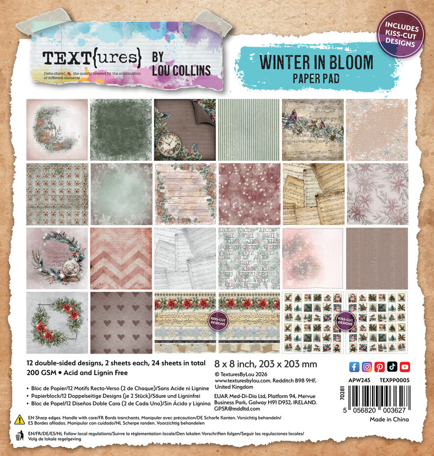Arden Creative, Lou Collins, Paperpad, Winter in Bloom, 8x8 inch - TEXPP0005