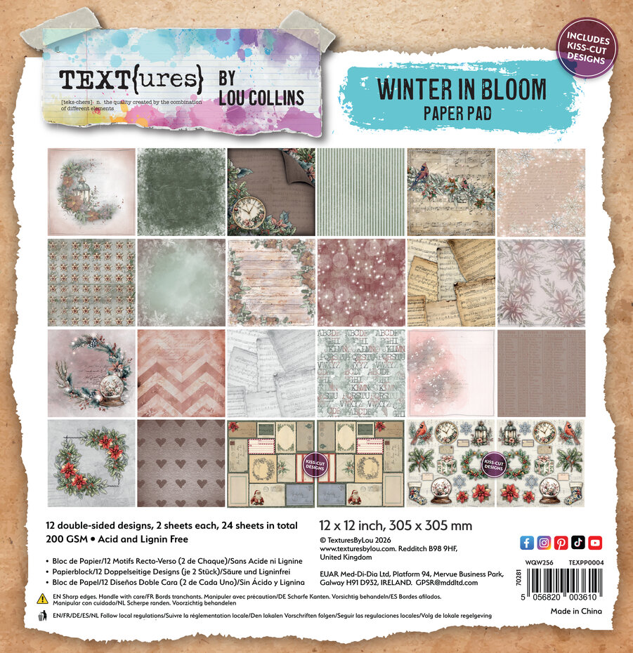 Arden Creative, Lou Collins, Paperpad, Winter in Bloom, 12x12 inch - TEXPP0004