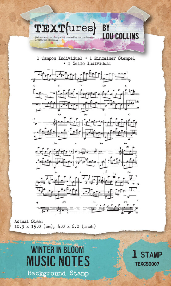 Arden Creative, Lou Collins, Background Clear Stamp, Winter in Bloom, Music Notes - TEXCS0007