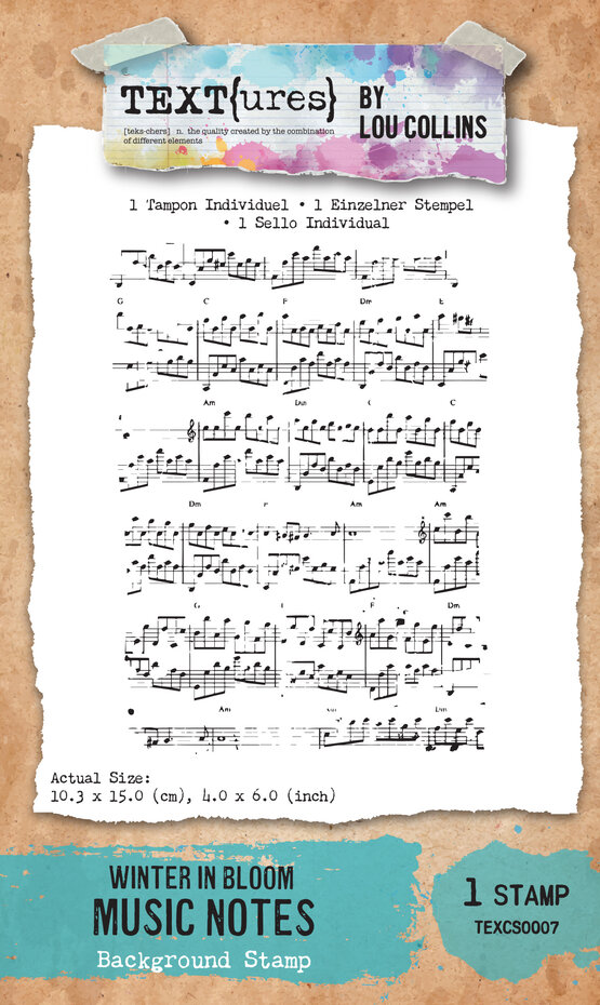 Arden Creative, Lou Collins, Background Clear Stamp, Winter in Bloom, Music Notes - TEXCS0007
